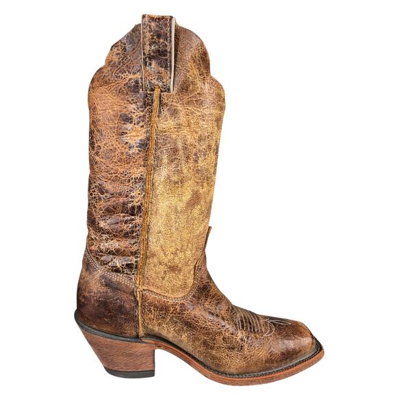 Justin Women’s Bent Rail Wildwood Brown Distressed Cowgirl Boot Size US 7 B - Picture 4 of 10